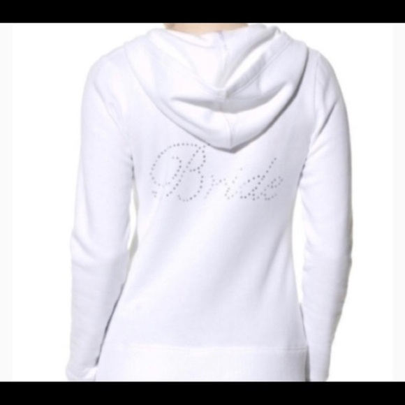 White rhinestone bride sweatshirt hoodie XS - Picture 1 of 3